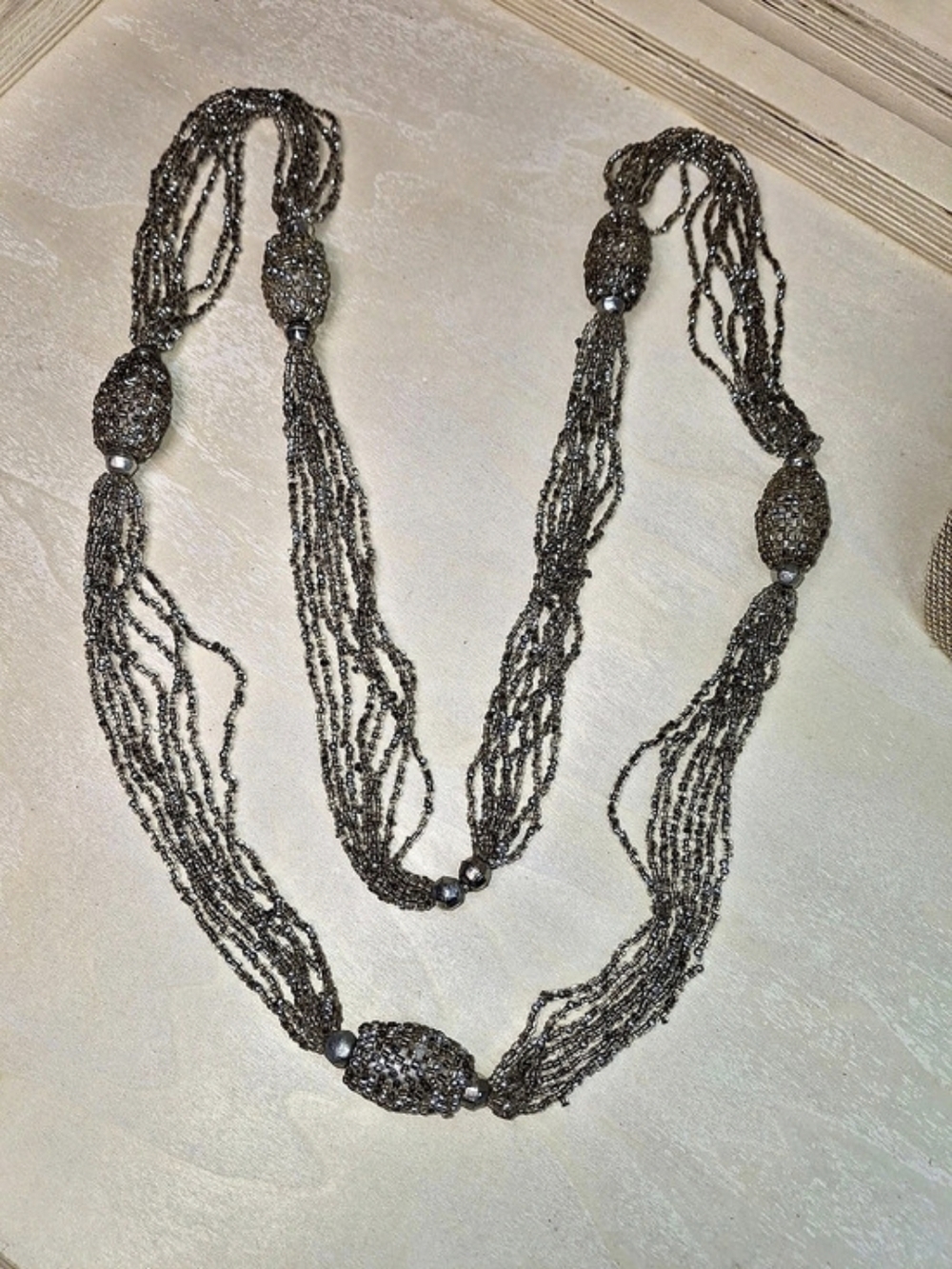 Silver Multi-Strand Statement Necklace - Picture 4 of 5